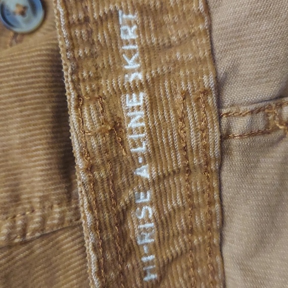 AMERICAN EAGLE 6 Corduroy Tan Brown High Rise A-Line Button Down Mini Skirt - Picture 10 of 12